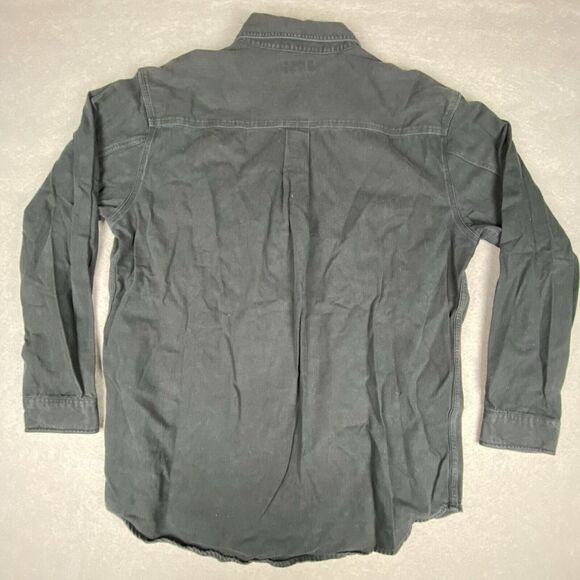 Carhartt Shirt Mens L Tall Black Heavy Denim Flap Pockets Button Down Workwear - Picture 2 of 7